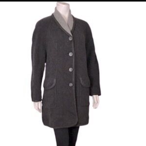 Essential Virgen Wool Cashmere Black Long Coat  Size 38